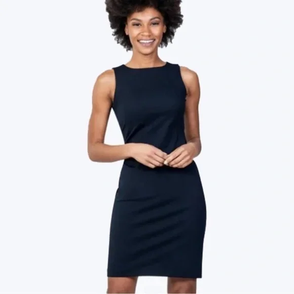 Ministry of Supply Women's Kinetic 4-Way Stretch Sheath Dress Navy Blue Size 0 - Picture 3 of 11